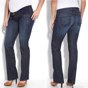J Brand Maternity Mama J Eminence Straight Leg Elastic Side Dark Wash Size 27